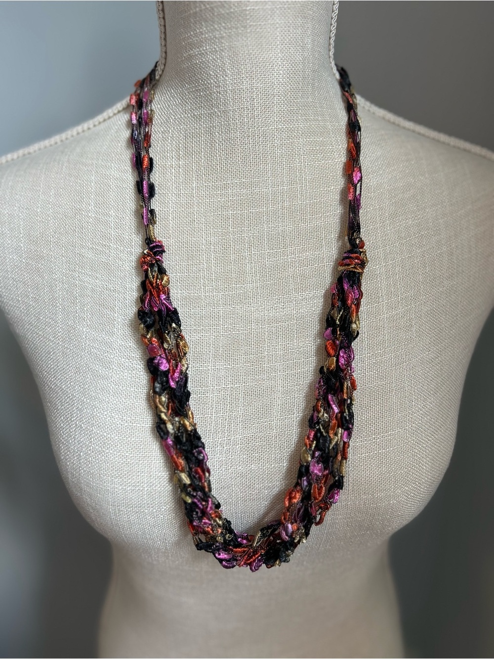 Multicolor Adjustable Ladder Ribbon Necklace